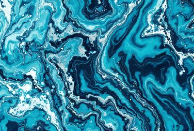 The primary subject of the image is a blue and white marbled pattern, which is the main object, scene, or focus of the image. The setting or background features a blue and white marbled surface, which is the environment, backdrop, or surface visible in the image. The visual style of the image is a photo, as it captures the natural beauty of the marbled pattern. The dominant colors in the image are blue and white, creating a calm and serene atmosphere.