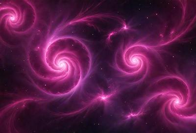The primary subject of the image is a purple spiral pattern, which is the main object, scene, or focus of the image. The setting or background of the image is a dark, pink-colored space, which gives the image a moody and atmospheric feel. The visual style of the image is a combination of digital art and illustration, as it features a detailed and intricate spiral pattern. The colors and mood of the image are predominantly purple, creating a sense of depth and complexity in