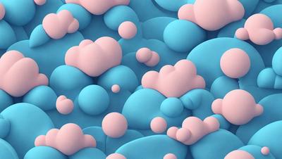 The primary subject of the image is a blue and pink cloud-like pattern. The setting is a blue and pink background, which creates a vibrant and lively atmosphere. The visual style is a digital art or illustration, as the cloud pattern is created using a combination of colors and shapes. The dominant colors are blue and pink, which evoke a sense of warmth and energy.