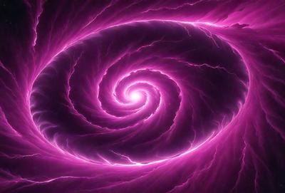 The primary subject of the image is a purple spiral, which appears to be a digital art or illustration. The spiral is set against a dark background, creating a striking contrast. The visual style of the image suggests that it is a creative and artistic representation of a spiral, possibly inspired by the concept of a galaxy or a swirling vortex. The colors and mood of the image are predominantly purple, which gives it a sense of depth and intrigue.