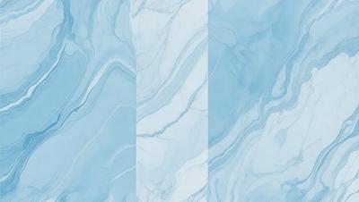 The primary subject of the image is a marble-like pattern, which is displayed on a blue and white background. The setting appears to be a bathroom, as the pattern is on the wall, and the overall atmosphere is clean and elegant. The visual style of the image is a combination of photo and digital art, creating a unique and eye-catching design.