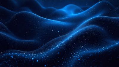 The primary subject of the image is a blue, swirling, and flowing pattern. The setting is a dark background, which contrasts with the blue pattern. The visual style is a digital art or illustration, creating a unique and captivating atmosphere. The dominant colors are blue and black, with the blue pattern being the main focus of the image.