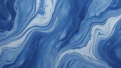 The primary subject of the image is a blue and white swirling pattern, which appears to be a painting or a digital artwork. The setting is a blue background, and the visual style suggests that it is a digital artwork. The dominant colors are blue and white, creating a calm and soothing atmosphere.