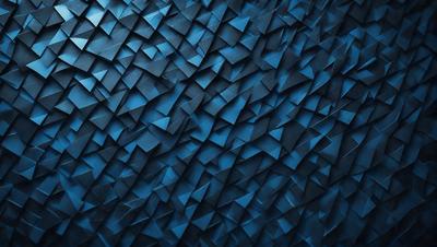 The primary subject of the image is a blue background with a pattern of black triangles. The setting appears to be a wall or a surface with a blue color. The visual style of the image is a combination of digital art and illustration, creating a unique and intricate pattern. The dominant colors in the image are blue and black, giving it a modern and sophisticated appearance.