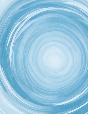 The primary subject of the image is a blue circle, which appears to be a swirling vortex. The setting is a blue background, and the visual style is a digital art or illustration. The dominant colors are blue and white, creating a calm and serene atmosphere.