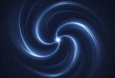 The primary subject of the image is a spiral pattern, which is the main object, scene, or focus of the image. The spiral pattern is set against a dark blue background, creating a striking contrast. The visual style of the image is digital art, as it appears to be a digital illustration or a digital drawing. The dominant colors in the image are blue and white, giving it a calm and serene atmosphere.