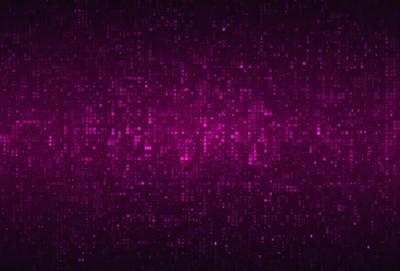The primary subject of the image is a purple background with a pattern of pink and purple dots. The setting is a dark room, and the visual style appears to be a digital art or illustration. The dominant colors are purple and pink, creating a calm and soothing atmosphere.