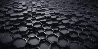The primary subject of the image is a close-up of a black and white honeycomb pattern. The setting is a black background, which contrasts with the honeycomb pattern. The visual style is a close-up of a pattern, and the colors are predominantly black and white. The overall atmosphere is intricate and visually appealing.