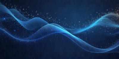 The primary subject of the image is a blue wave or ripple effect, which appears to be a digital art or illustration. The setting is a dark blue background, which adds to the overall mood of the image. The visual style is a combination of digital art and illustration, creating a unique and captivating visual effect.