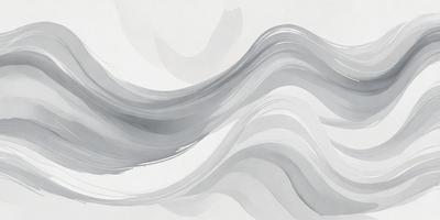The primary subject of the image is a large, flowing wave. The wave is depicted in a grayscale, giving it a more dramatic and artistic appearance. The setting is a white background, which provides a clean and minimalist look to the image. The visual style is a combination of digital art and illustration, creating a dynamic and captivating scene. The dominant colors are gray and white, which contribute to the overall mood of the image, evoking a sense of movement and power.