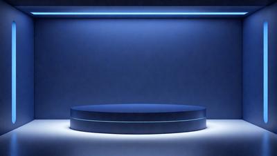 The primary subject of the image is a blue circle, which is the main object, scene, or focus of the image. The setting/background features a blue wall, and the visual style appears to be a photo. The colors and mood of the image are predominantly blue, creating a calm and serene atmosphere.