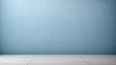 The primary subject of the image is a blue wall with a white floor. The setting is a room with a blue wall and a white floor. The visual style is a photo, and the colors and mood are predominantly blue and white.
