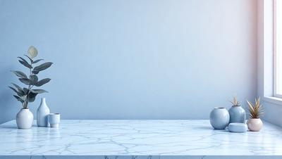 The primary subject of the image is a white cup placed on a white marble countertop. The setting is a white wall, which serves as the background. The visual style is a photo, capturing the cup and the countertop in detail. The colors and mood of the image are predominantly white, giving it a clean and minimalist appearance.