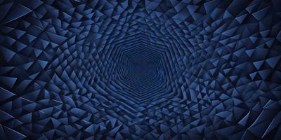 The primary subject of the image is a blue, geometric pattern that resembles a honeycomb or a tunnel. The setting is a dark blue background, which contrasts with the bright blue pattern. The visual style is a combination of digital art and illustration, creating a unique and intriguing design. The colors and mood of the image are predominantly blue, giving it a calm and serene atmosphere.