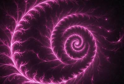 The primary subject of the image is a spiral pattern, which is the main object, scene, or focus of the image. The spiral pattern is set against a purple background, creating a visually striking and vibrant scene. The visual style of the image is a combination of photo and digital art, as it appears to be a close-up of a spiral pattern with a pink background. The colors and mood of the image are predominantly pink, which gives it a warm and inviting atmosphere.