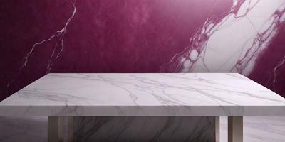 The primary subject of the image is a marble countertop. The setting is a room with a pink wall, and the visual style is a photo. The dominant colors in the image are pink and white, creating a warm and elegant atmosphere.