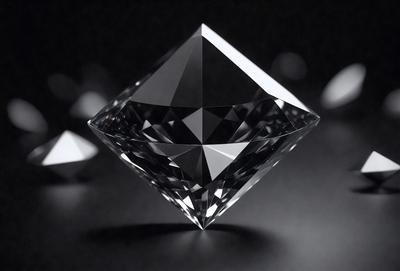 The primary subject of the image is a large, clear, and shiny crystal. The setting is a dark background, which highlights the crystal's brightness and transparency. The visual style is a close-up of the crystal, showcasing its unique and intricate structure. The colors and mood of the image are predominantly dark, with the crystal being the main source of light and visual interest.