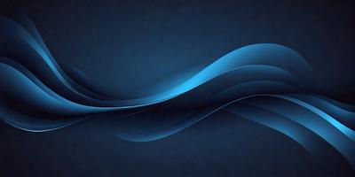 The primary subject of the image is a blue wave, which is the main focus of the scene. The setting is a dark blue background, creating a moody atmosphere. The visual style is a digital art or illustration, as the wave is depicted in a detailed and artistic manner. The dominant colors are blue and black, with the blue wave being the most prominent feature in the image.