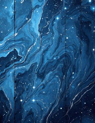 The primary subject of the image is a blue and white swirling pattern, which appears to be a painting or a digital artwork. The setting is a black background, which contrasts with the swirling pattern. The visual style is a combination of painting and digital art, creating a unique and captivating image. The dominant colors are blue and white, with the blue color giving a sense of depth and the white color adding a touch of elegance to the swirling pattern. The overall atmosphere of the image is one of beauty