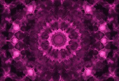 The primary subject of the image is a purple, pink, and white patterned design. The setting is a close-up of the design, which appears to be a part of a larger pattern. The visual style is a combination of digital art and illustration, creating a unique and eye-catching design. The colors and mood of the image are predominantly purple and pink, giving it a vibrant and lively atmosphere.