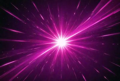 The primary subject of the image is a bright pink light, which appears to be a star or a light source. The setting is a dark background, which contrasts with the bright pink light. The visual style of the image is a close-up of the pink light, emphasizing its brightness and intensity. The colors and mood of the image are predominantly pink, creating a warm and vibrant atmosphere.