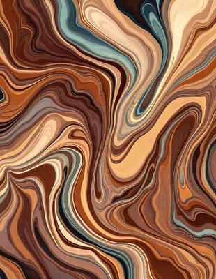 The primary subject of the image is a close-up of a wooden surface with a swirling pattern. The setting is a wooden table, and the visual style is a combination of a photo and digital art. The colors and mood of the image are warm and inviting, with the wooden surface and swirling pattern creating a sense of depth and texture.