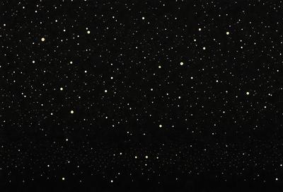 The primary subject of the image is a black background with a pattern of yellow stars. The setting is a night sky, and the visual style is a digital art or illustration. The dominant colors are black and yellow, creating a contrasting and visually striking scene.