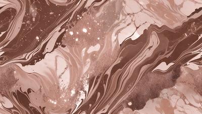 The primary subject of the image is a close-up of a marbled surface, which appears to be a patterned wall or a piece of marbled paper. The setting is indoors, with the surface being the main focus of the image. The visual style is a close-up, which emphasizes the intricate details of the marbled surface. The colors and mood of the image are predominantly brown, giving it a warm and earthy atmosphere.