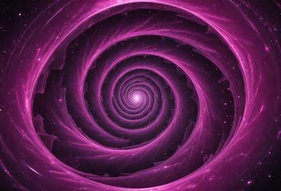 The primary subject of the image is a spiral pattern, which is the main object, scene, or focus of the image. The spiral pattern is set against a purple background, creating a visually striking and unique visual style. The colors and mood of the image are predominantly purple, giving it a calm and serene atmosphere.