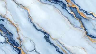 The primary subject of the image is a marble-like surface with a blue and gold color scheme. The setting is a room with a blue and gold marble wall, which serves as the background. The visual style is a combination of a photo and digital art, creating a unique and intricate design. The colors and mood of the image are vibrant and luxurious, evoking a sense of elegance and sophistication.