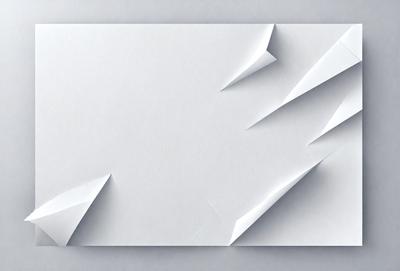 The primary subject of the image is a piece of white paper with a creased, folded, or cut design. The paper appears to be made of cardboard, giving it a unique texture. The setting is a table, and the visual style is a close-up of the paper, showcasing its intricate design. The colors and mood of the image are predominantly white, giving it a clean and minimalist appearance.
