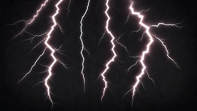 The primary subject of the image is a series of lightning bolts, which are the main objects in the scene. The setting is a dark background, which contrasts with the bright lightning bolts. The visual style is a black and white image, giving it a classic and dramatic appearance. The dominant colors are black and white, with the lightning bolts being the main focus and creating a powerful and intense atmosphere.