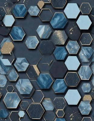 The primary subject of the image is a blue and gold patterned tile. The setting is a blue and gold patterned tile wall. The visual style is a close-up of the tile, showcasing its intricate design. The colors and mood of the image are vibrant and lively, with the blue and gold colors creating a sense of luxury and sophistication.