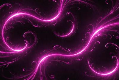 The primary subject of the image is a pink and purple swirl pattern. The setting is a black background, which contrasts with the swirl pattern. The visual style is a digital art or illustration, creating a vibrant and colorful atmosphere. The dominant colors are pink and purple, giving the image a lively and energetic mood.