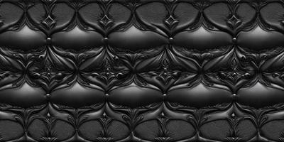 The primary subject of the image is a black and white patterned wallpaper. The setting is a black background, which emphasizes the pattern. The visual style is a combination of a photo and a digital art, illustration, or drawing. The dominant colors are black and white, creating a classic and elegant atmosphere.