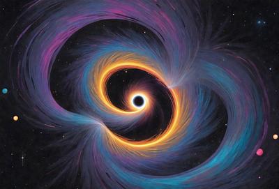 The primary subject of the image is a large, swirling, and colorful spiral, which appears to be a digital art or illustration. The spiral is set against a purple and blue background, creating a vibrant and dynamic scene. The visual style of the image suggests that it is a creative and artistic representation of a spiral, rather than a photo or a real-life object. The dominant colors of the spiral are purple and blue, which contribute to the overall atmosphere of the image.