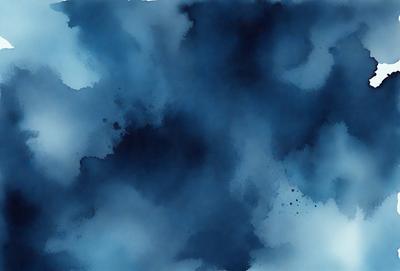 The primary subject of the image is a blue sky with clouds. The setting is a cloudy sky, and the visual style is a painting or drawing. The colors and mood are predominantly blue, creating a calm and serene atmosphere.