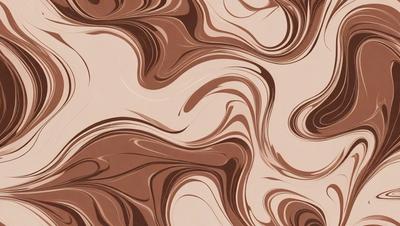 The primary subject of the image is a brown and white swirling pattern, which appears to be a chocolate-colored design. The setting is a wall, and the visual style is a combination of a photo and digital art. The dominant colors are brown and white, creating a warm and inviting atmosphere.