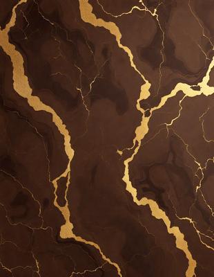 The primary subject of the image is a marble wall with gold accents. The setting is a room with a brown and gold color scheme. The visual style is a combination of a photo and digital art, creating a unique and eye-catching design. The dominant colors are brown and gold, giving the wall a luxurious and elegant appearance.