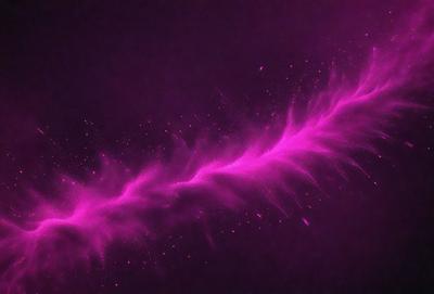 The primary subject of the image is a purple, pink, and white streak or trail, which appears to be a digital art or illustration. The setting or background is a dark, purple-colored space, which adds to the overall mood of the image. The visual style suggests that the image is a creative and artistic representation of a purple, pink, and white trail.