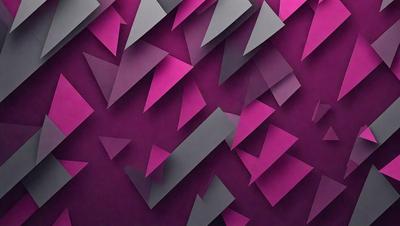 The primary subject of the image is a purple wall with a pattern of triangles. The setting is a room with a purple background, and the visual style appears to be a combination of digital art and illustration. The dominant colors are purple and gray, creating a moody atmosphere.