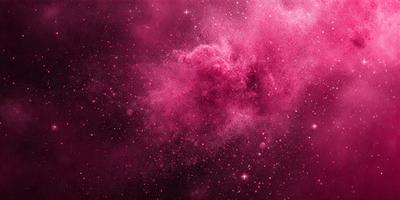The primary subject of the image is a pink nebula, which is a cloud of gas and dust in space. The setting is a dark, starry sky, with the pink nebula as the main focus. The visual style is a combination of a photo and digital art, creating a unique and captivating image. The dominant colors are pink and purple, giving the scene a warm and serene atmosphere.