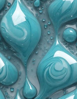 The primary subject of the image is a blue, swirling, and flowing pattern. The setting is a blue background, and the visual style appears to be a digital art or illustration. The dominant colors are blue and white, creating a calm and soothing atmosphere.
