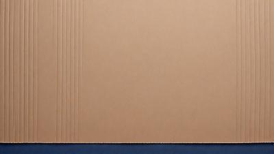 The primary subject of the image is a large cardboard box. The setting is a blue surface, possibly a table or a floor. The visual style is a photo, capturing the details of the cardboard box. The colors and mood of the image are predominantly brown, giving it a natural and earthy appearance.