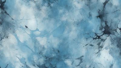 The primary subject of the image is a blue and white cloudy sky. The setting is a cloudy blue sky, which serves as the backdrop for the scene. The visual style of the image is a digital art or illustration, as it appears to be a painting or drawing of a cloudy sky. The dominant colors in the image are blue and white, creating a calm and serene atmosphere.