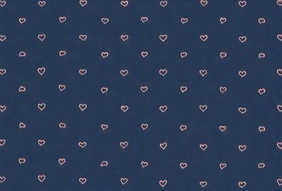 The primary subject of the image is a pattern of hearts. The hearts are scattered across a blue background, creating a visually appealing and heartwarming design. The setting appears to be a digital art or illustration, as the hearts are arranged in a consistent and organized manner. The visual style is a combination of digital art and illustration, with the hearts being the main focus of the image. The colors and mood of the image are predominantly blue, which adds a sense of calmness and tranquility to the scene