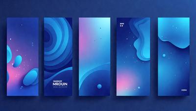 Primary subject: Three posters with blue backgrounds and different designs.

Setting/background: The posters are displayed on a blue background, which creates a cohesive and visually appealing presentation.

Visual style: The posters are digital art, showcasing the artist's creativity and attention to detail.

Colors and mood: The posters have a predominantly blue color scheme, which gives them a calm and soothing atmosphere.