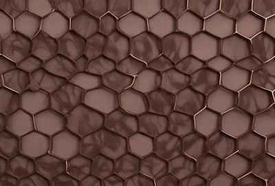 The primary subject of the image is a close-up of a brown, textured surface, possibly a leather or fabric material. The setting appears to be a room with a wall or a piece of furniture featuring this textured material. The visual style of the image is a close-up, which emphasizes the details of the surface. The colors and mood of the image are warm and earthy, with the brown tones creating a sense of depth and richness.