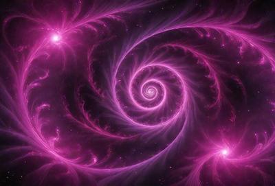 The primary subject of the image is a spiral pattern, which is the main object, scene, or focus of the image. The spiral pattern is set against a purple background, creating a visually striking and vibrant scene. The image is a digital art piece, showcasing the artist's creativity and skill in designing intricate patterns. The dominant colors in the image are purple and pink, which evoke a sense of warmth, energy, and beauty.