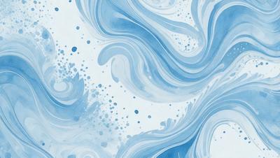 The primary subject of the image is a blue and white ocean wave. The setting is the ocean, with the wave being the main focus of the image. The visual style is a digital art or illustration, as the wave is depicted in a detailed and artistic manner. The dominant colors are blue and white, creating a serene and calming atmosphere.